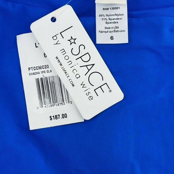 L SPACE by MONICA WISE Swimsuit Blue Cheeky 1 Piece Womens Size 6 NEW $187 - Picture 4 of 8